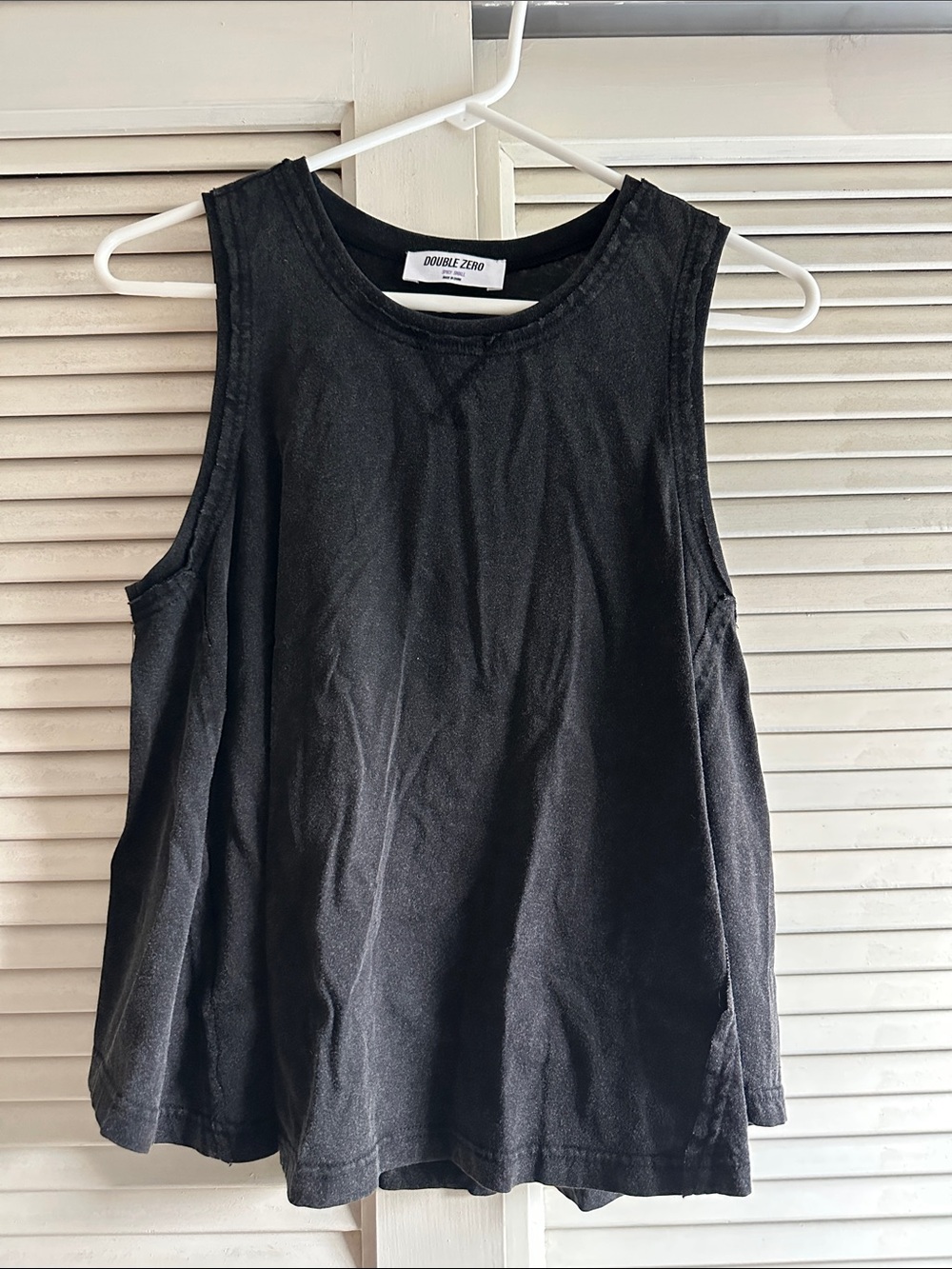 Double Zero Black Cotton Sleeveless Tank Top